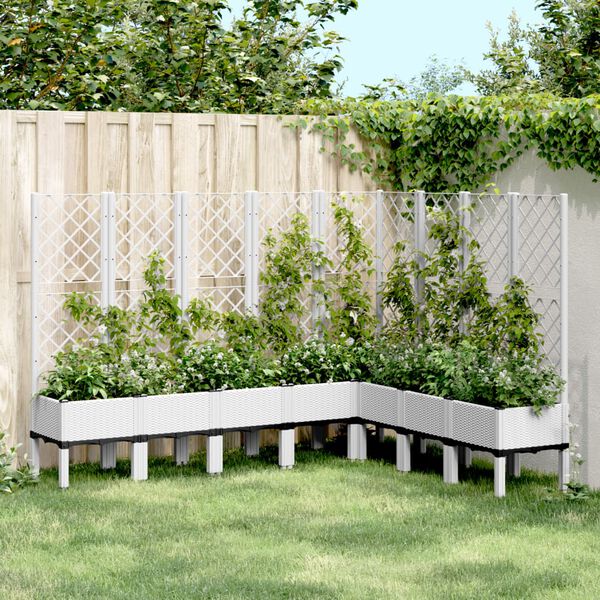 vidaXL Jardinera con enrejado PP blanco 200x160x142 cm