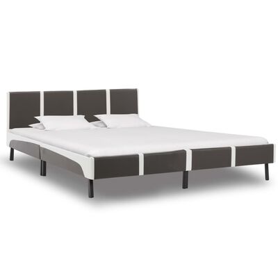 vidaXL Estructura de cama cuero sintético gris y blanco 180x200 cm