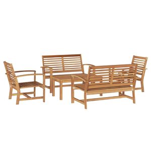 vidaXL Conjunto de sofá de jardín Natural Madera de teca maciza