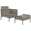 vidaXL Set de muebles de jardín 2 pzas cojines ratán sintético gris