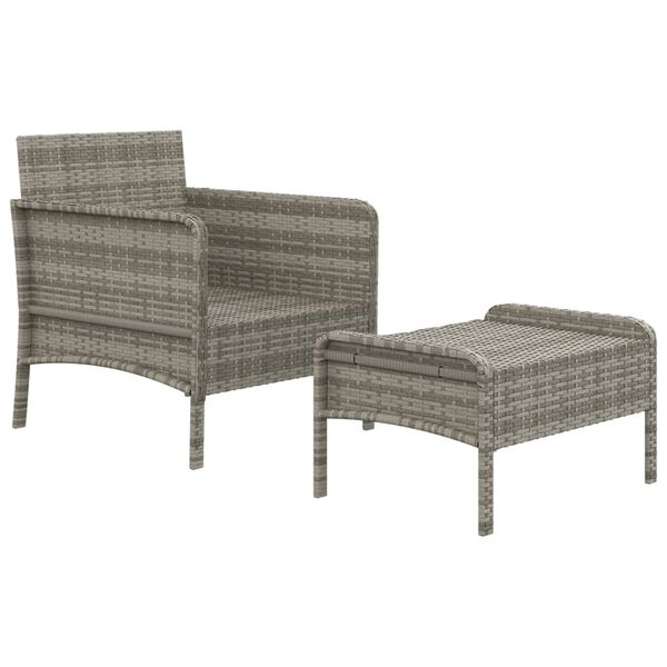 vidaXL Set de muebles de jardín 2 pzas cojines ratán sintético gris