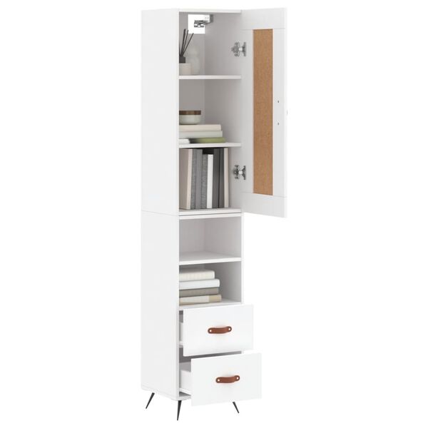 vidaXL Aparador alto madera contrachapada blanco 34,5x34x180 cm