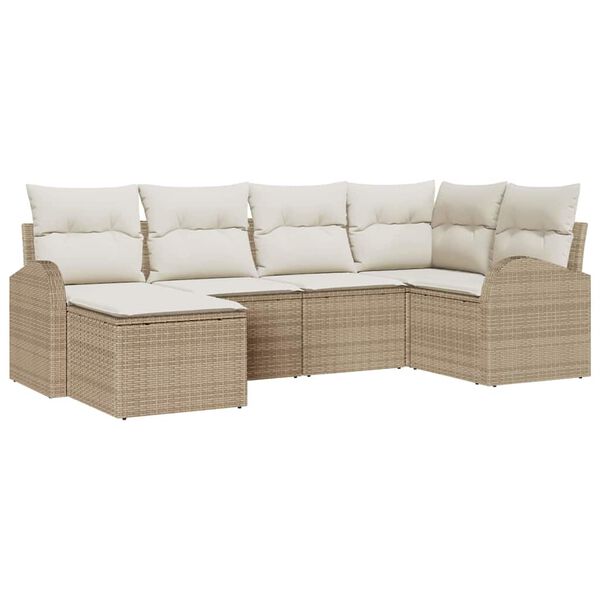 vidaXL Conjunto de sofá de jardín 6 pcs Beige ratán sintético