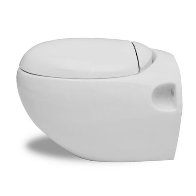 vidaXL Inodoro WC colgado en la pared diseño huevo blanco