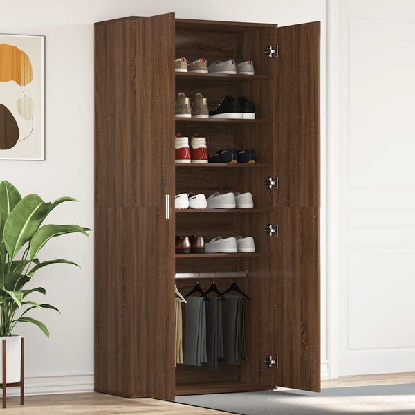 vidaXL Armario para Zapatos con puerta Marr&oacute;n 80 x 39 x 180 cm