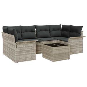 vidaXL Conjunto de sof&aacute; de jard&iacute;n 7 pcs Gris Claro y Gris Oscuro