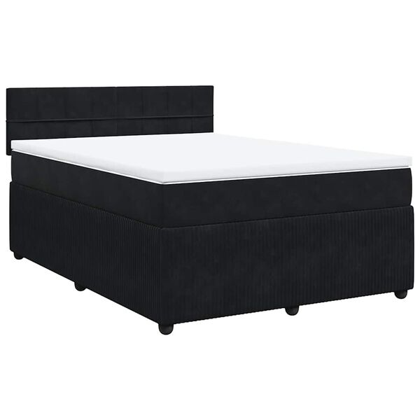 vidaXL Cama box spring con colch&oacute;n terciopelo negro 160x200 cm