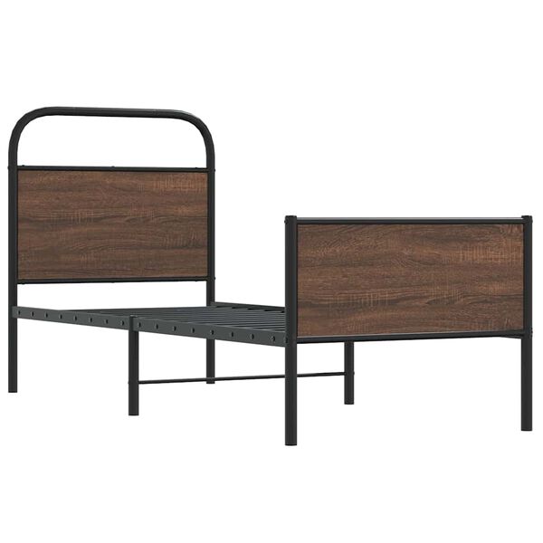 vidaXL Estructura de cama sin colch&oacute;n 75x190 cm madera marr&oacute;n roble