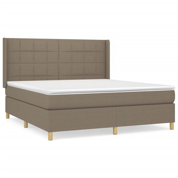 vidaXL Cama box spring con colch&oacute;n tela gris taupe 160x200 cm