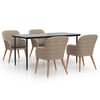 vidaXL Juego de comedor de jard&iacute;n 5 piezas con cojines marr&oacute;n