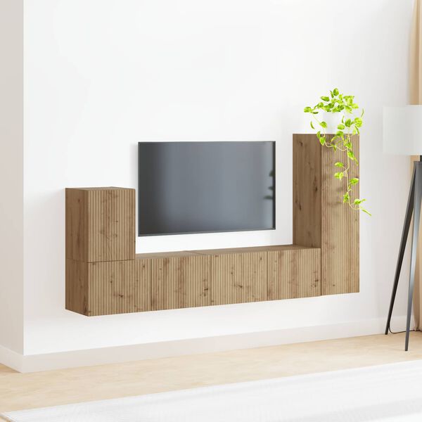 vidaXL Conjunto de mueble de TV 3 pcs Roble artesanal