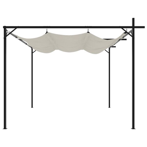 vidaXL P&eacute;rgola con cubierta retr&aacute;ctil color crema 295x292x230 cm