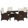 vidaXL Conjunto de Comedor de Jard&iacute;n 5 uds. Marr&oacute;n rat&aacute;n sint&eacute;tico