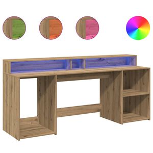 vidaXL Escritorio con LED madera ingenier&iacute;a roble artisian 200x55x91cm