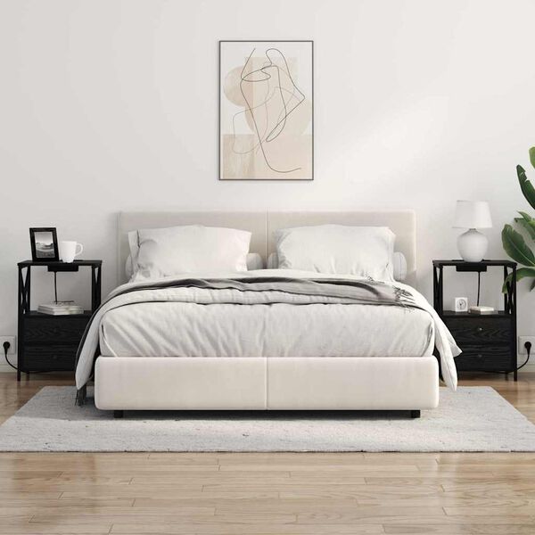 vidaXL Armario de Noche con caj&oacute;n Roble Negro 40 x 31 x 60 cm