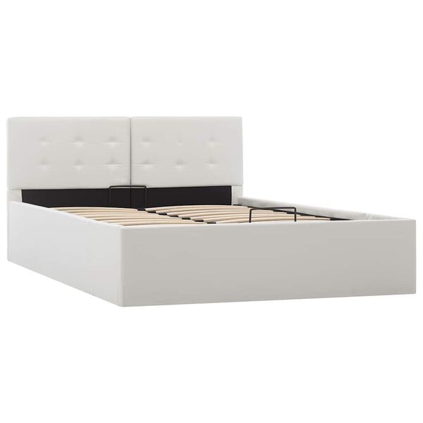 vidaXL Cama canap&eacute; hidr&aacute;ulica sin colch&oacute;n blanco 120x200 cm
