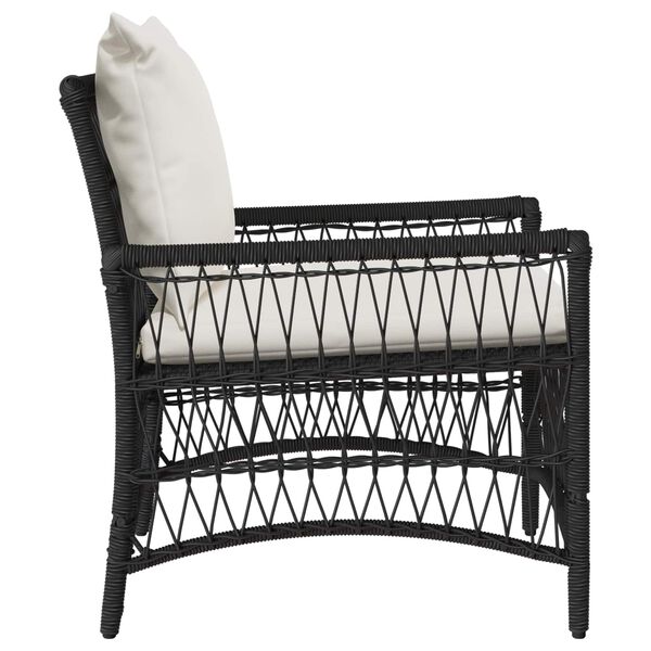 vidaXL Silla de Jard&iacute;n con coj&iacute;n Negro 73 x 61 x 77 cm rat&aacute;n sint&eacute;tico