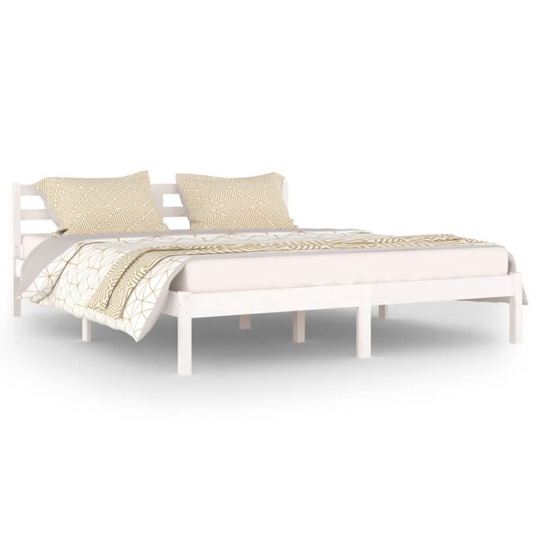vidaXL Estructura de cama sin colch&oacute;n madera de pino blanco 160x200 cm