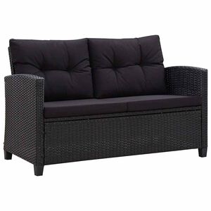 vidaXL Sof&aacute; de jard&iacute;n 2 plazas y cojines rat&aacute;n sint&eacute;tico negro 124 cm