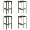 vidaXL Set muebles bar jard&iacute;n 5 piezas y cojines rat&aacute;n sint&eacute;tico gris