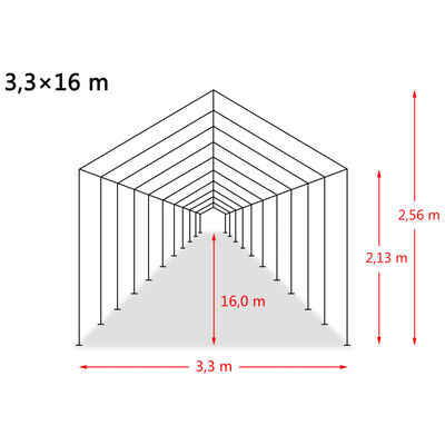 vidaXL Carpa para ganado desmontable PVC verde oscuro 550g/m² 3,3x16 m