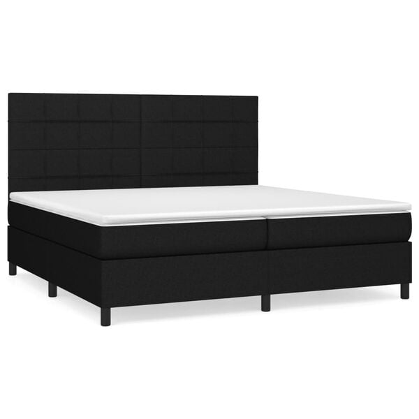 vidaXL Cama box spring con colch&oacute;n tela negro 200x200 cm