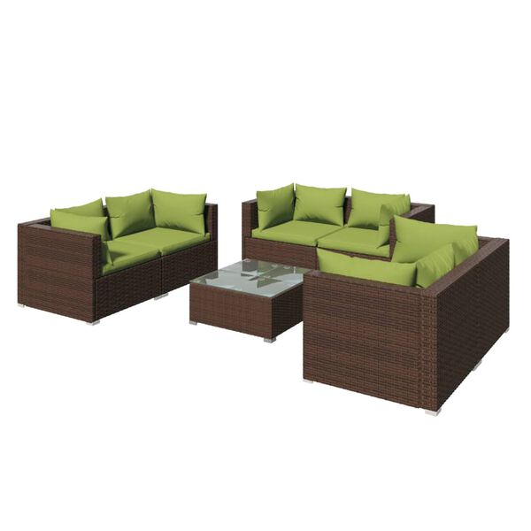 vidaXL Set muebles de jardín 7 piezas y cojines ratán sintético marrón