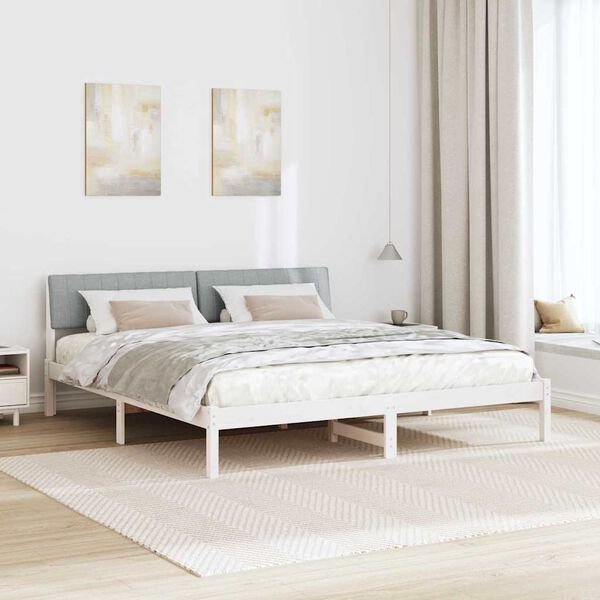vidaXL Estructura de cama con cabecera y gris claro 180 x 200 cm
