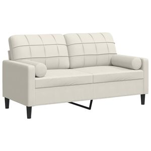 vidaXL Sof&aacute; de 2 plazas con cojines terciopelo color crema 140 cm