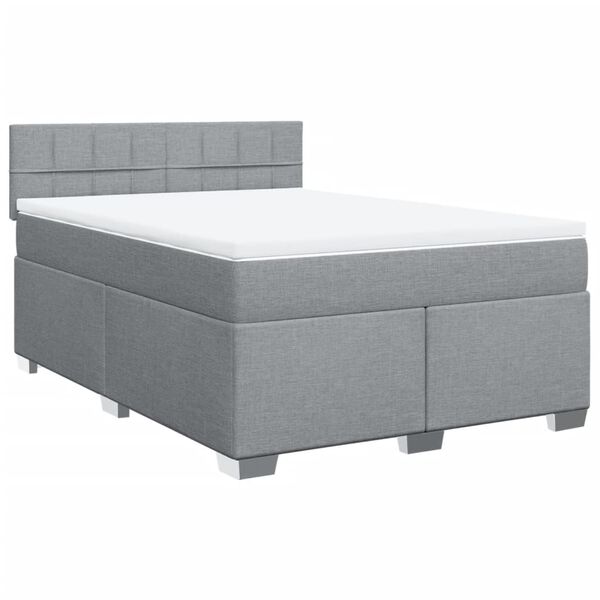 vidaXL Cama box spring con colch&oacute;n tela gris claro 160x200 cm