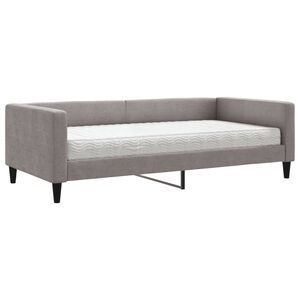 vidaXL Sof&aacute; cama con colch&oacute;n tela gris taupe 100x200 cm