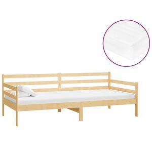 vidaXL Sof&aacute; cama con colch&oacute;n madera de pino maciza 90x200 cm