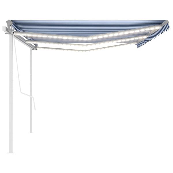 vidaXL Toldo retráctil manual con luz LED azul y blanco 6x3 m