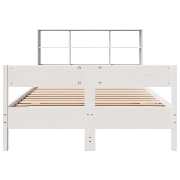 vidaXL Cama con estanter&iacute;a sin colch&oacute;n madera maciza blanca 120x200 cm