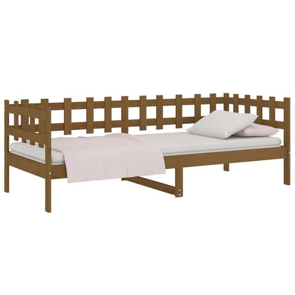 vidaXL Sof&aacute; cama madera maciza de pino marr&oacute;n miel 90x200 cm
