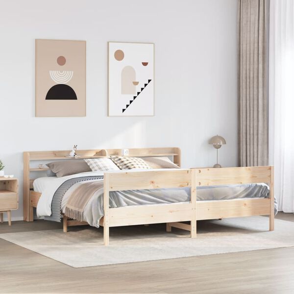 vidaXL Estructura de cama sin colch&oacute;n madera maciza de pino 200x200 cm