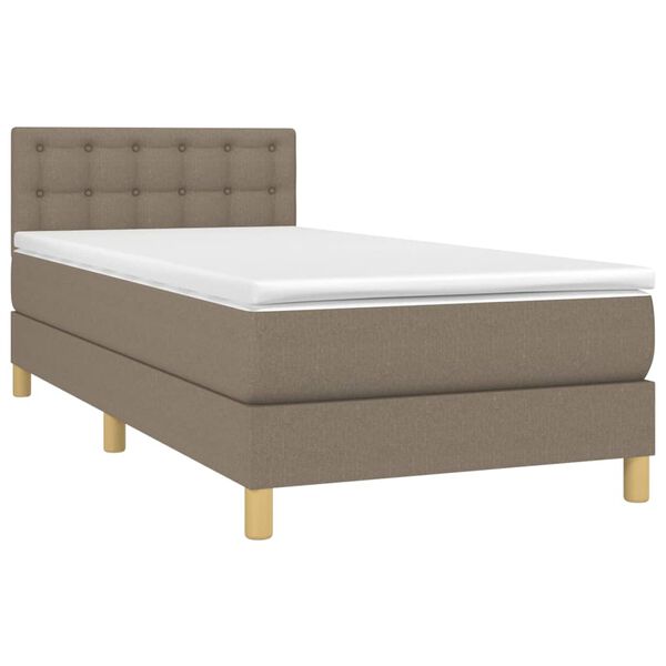 vidaXL Cama box spring con colch&oacute;n tela gris taupe 90x200 cm