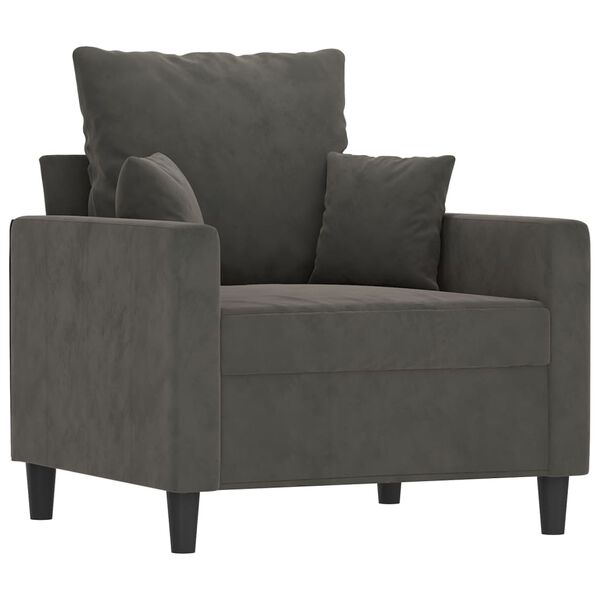 vidaXL Sill&oacute;n con taburete terciopelo gris oscuro 60 cm