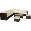 vidaXL Set sof&aacute;s de jard&iacute;n 8 piezas y cojines rat&aacute;n sint&eacute;tico marr&oacute;n