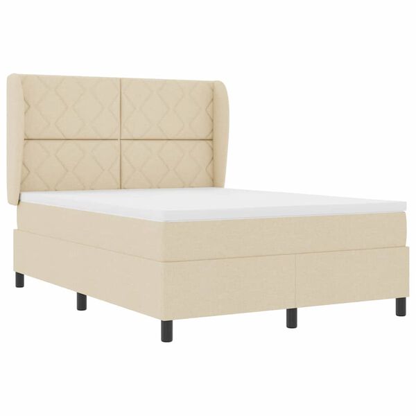 vidaXL Cama tipo Box Spring con colch&oacute;n Crema 160 x 200 cm tela