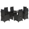 vidaXL Set de comedor de jard&iacute;n 7 pzas y cojines rat&aacute;n sint&eacute;tico negro