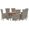 vidaXL Set comedor jard&iacute;n 7 pzas y cojines rat&aacute;n sint&eacute;tico gris