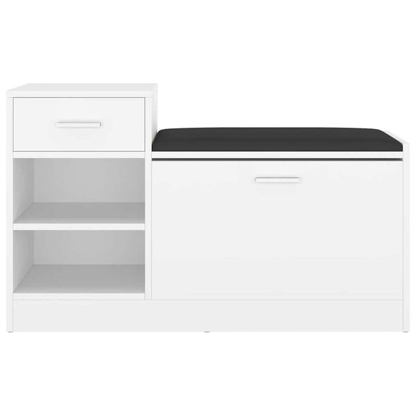 vidaXL Banco zapatero de madera contrachapada blanco 94,5x31x57 cm