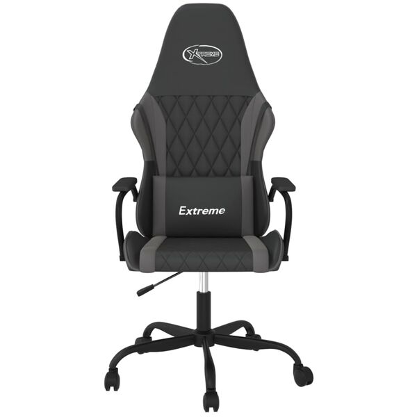 vidaXL Silla gaming cuero sint&eacute;tico negro y gris