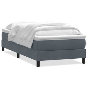 vidaXL Cama box spring con colch&oacute;n terciopelo gris oscuro 80x220 cm