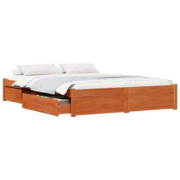 vidaXL Estructura de cama con caj&oacute;n Marr&oacute;n cera 150 x 200 cm