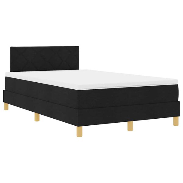 vidaXL Cama Box Spring LED con colch&oacute;n con LED Negro 120 x 190 cm tela