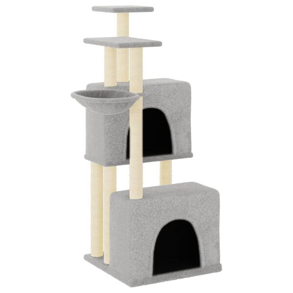 vidaXL Rascador para gatos con postes de sisal gris claro 122 cm