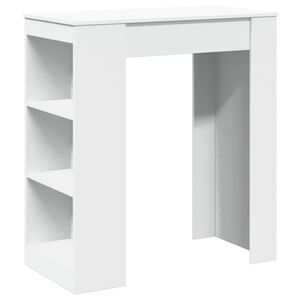 vidaXL Mesa alta con estantes madera ingenier&iacute;a blanca 95x47x103,5 cm