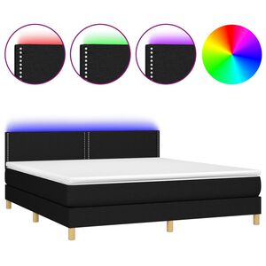 vidaXL Cama box spring con colch&oacute;n LED tela negro 180x200 cm